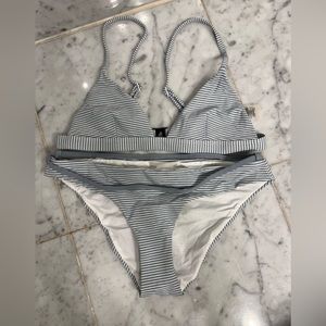 Onia blue and white stripped bikini set